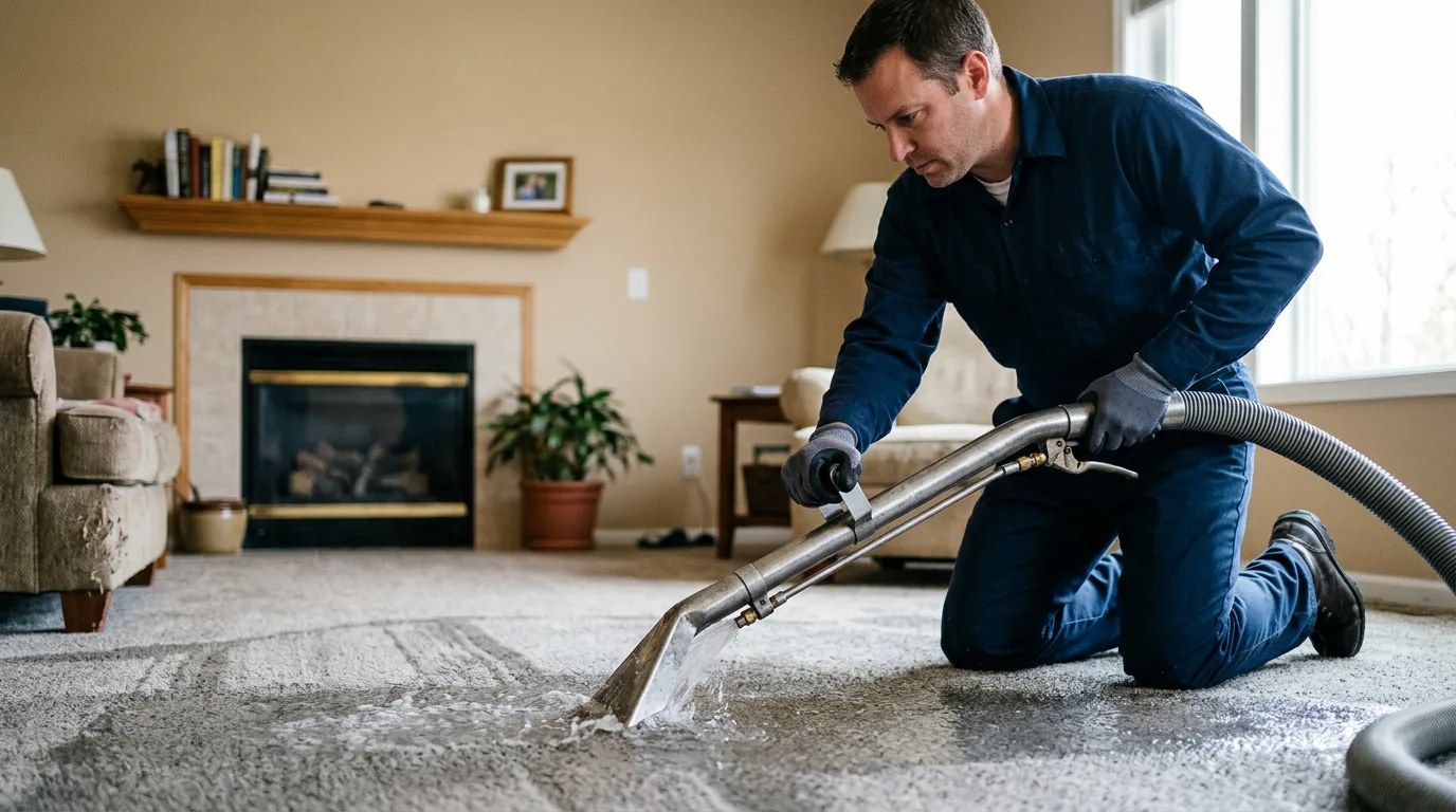 Water damage restoration technician working near Pittstown, NJ